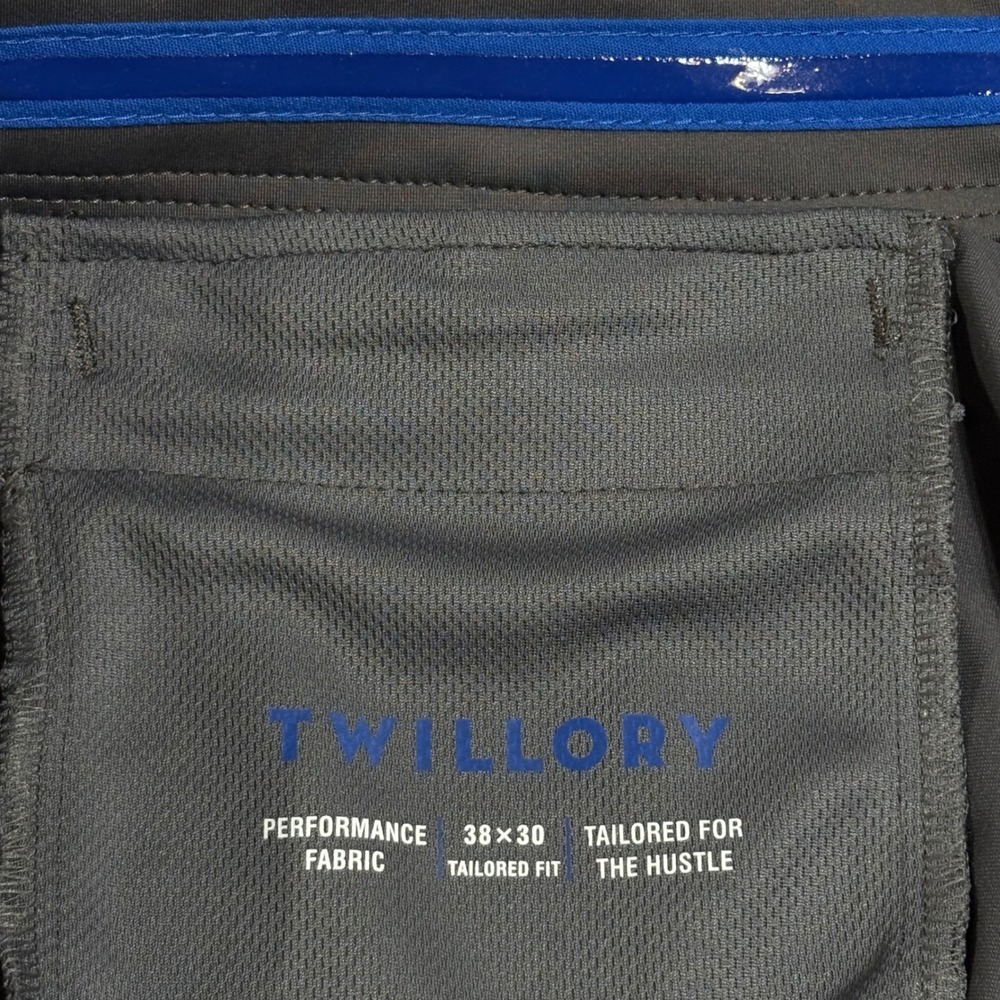 Twillory Performance Pants Mens 38x30 Grey Tailored Fit Stretch Non-Iron Chino - Picture 4 of 9